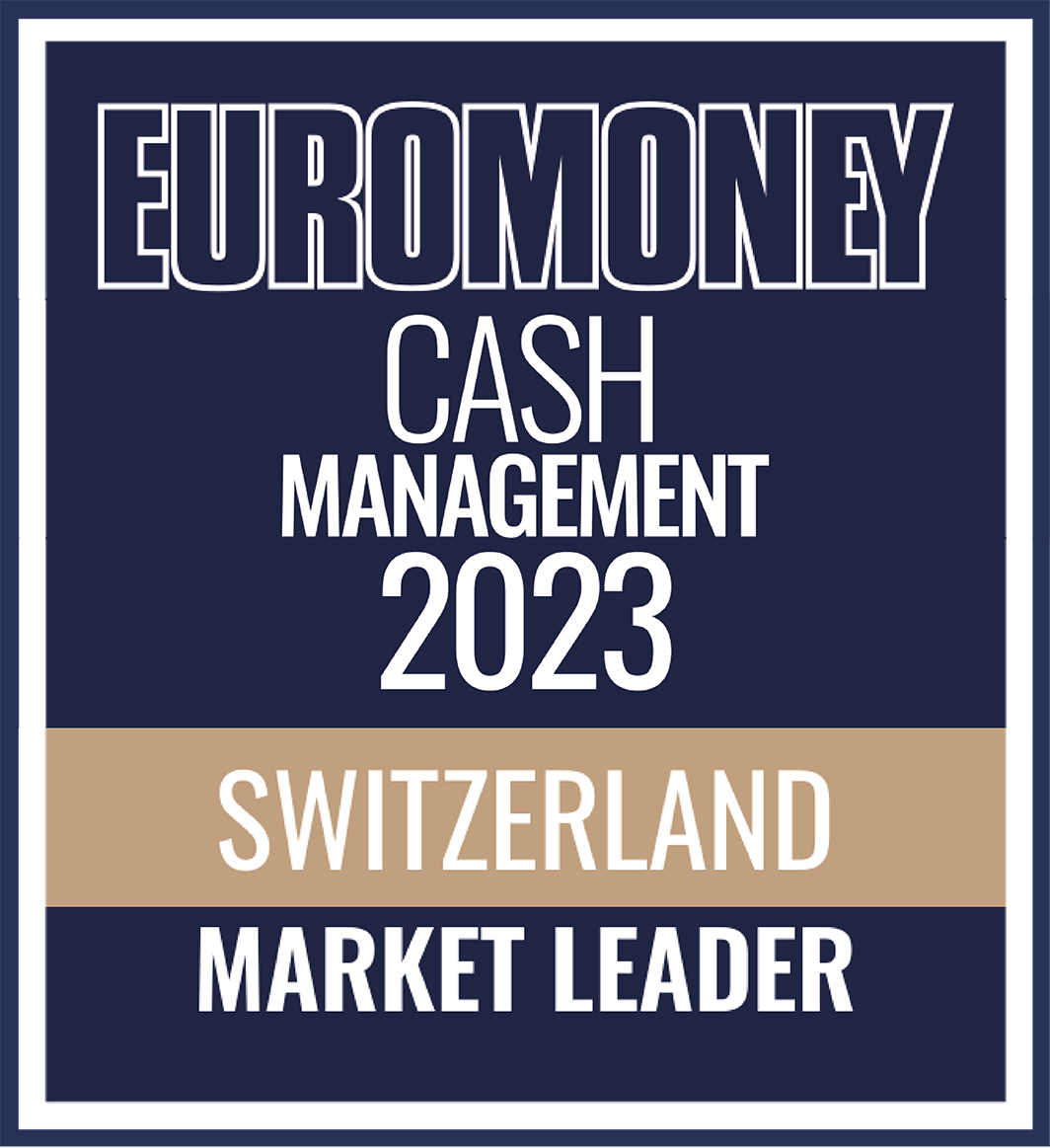 Euromoney cash management 2023 Switzerland market leader award logo