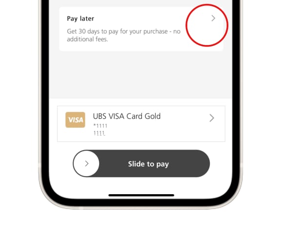 Screenshot of the banner to change the payment method to "Pay later"