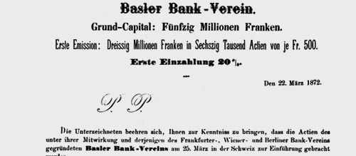 Aktienemission des Basler Bankvereins