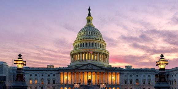US Capitol Building at dusk