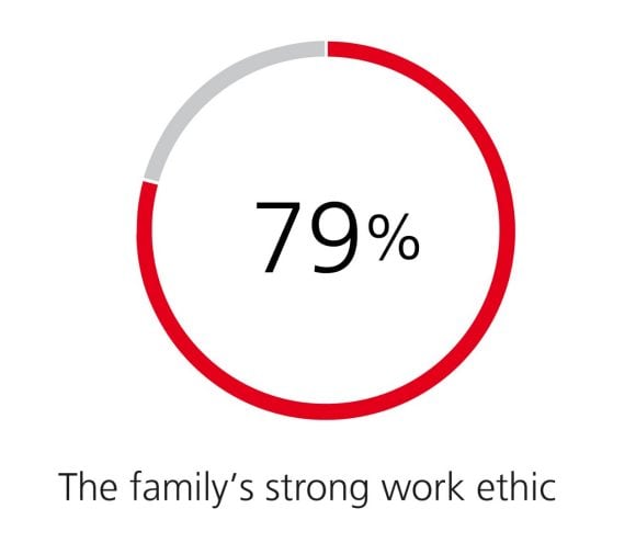the family's strong work ethic - 79%