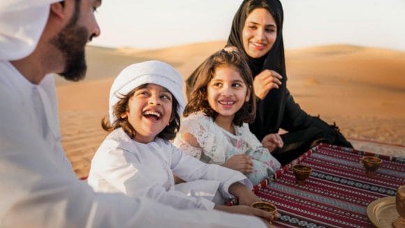Arab family in desert