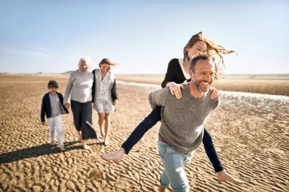 Family enjoying at beach
