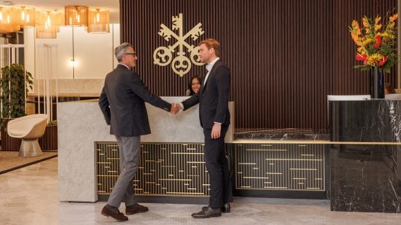 Details for Interior detail with UBS key symbol and pedestrian