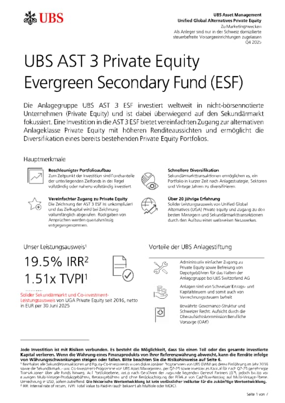 UBS AST 3 Private Equity Evergreen Secondary Fund (ESF)