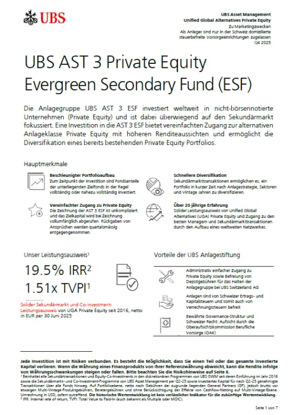 UBS AST 3 Private Equity Evergreen Secondary Fund (ESF) 
