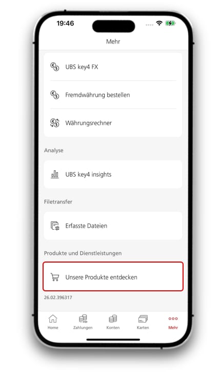 Screenshot des Mobile Banking