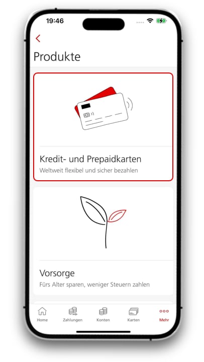 Screenshot des Mobile Banking