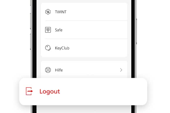 UBS Mobile Banking App Screenshot: Logout-Knopf