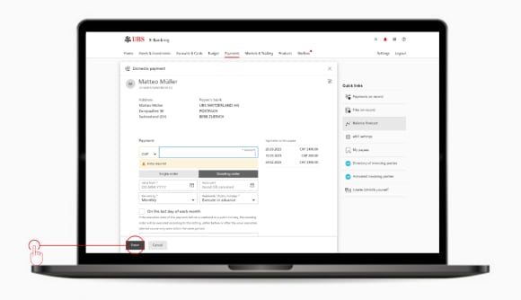 Dauerauftrag einrichten | UBS Schweiz