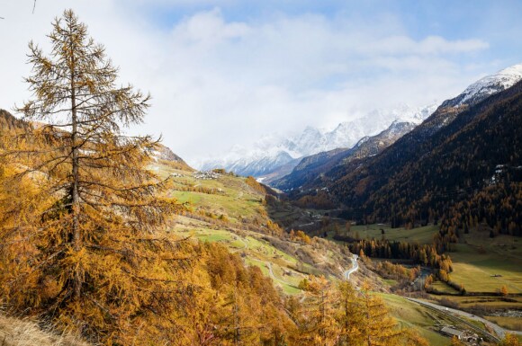 View on valley in autumn in the mountains