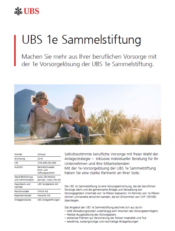UBS 1-e Sammelstiftung brochure's cover