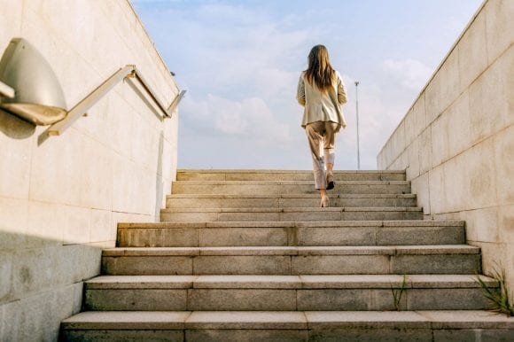 woman on stairs