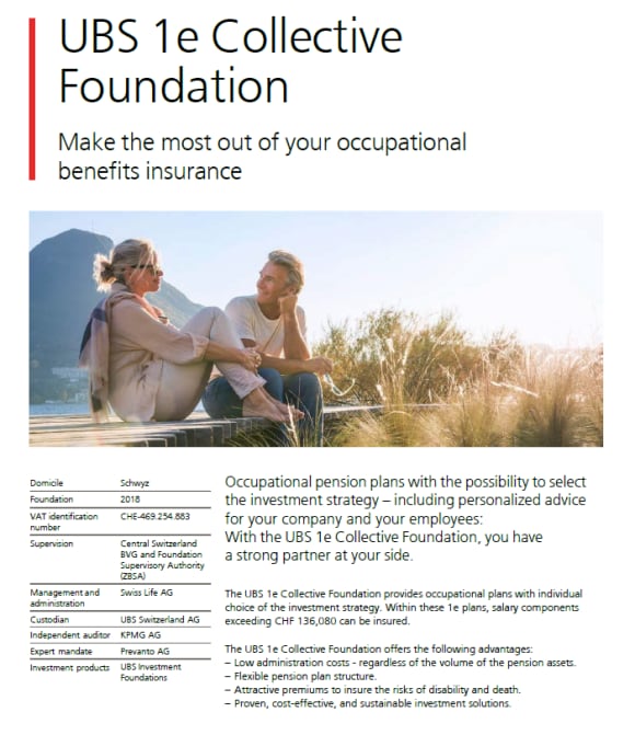 UBS 1-e Sammelstiftung brochure's cover