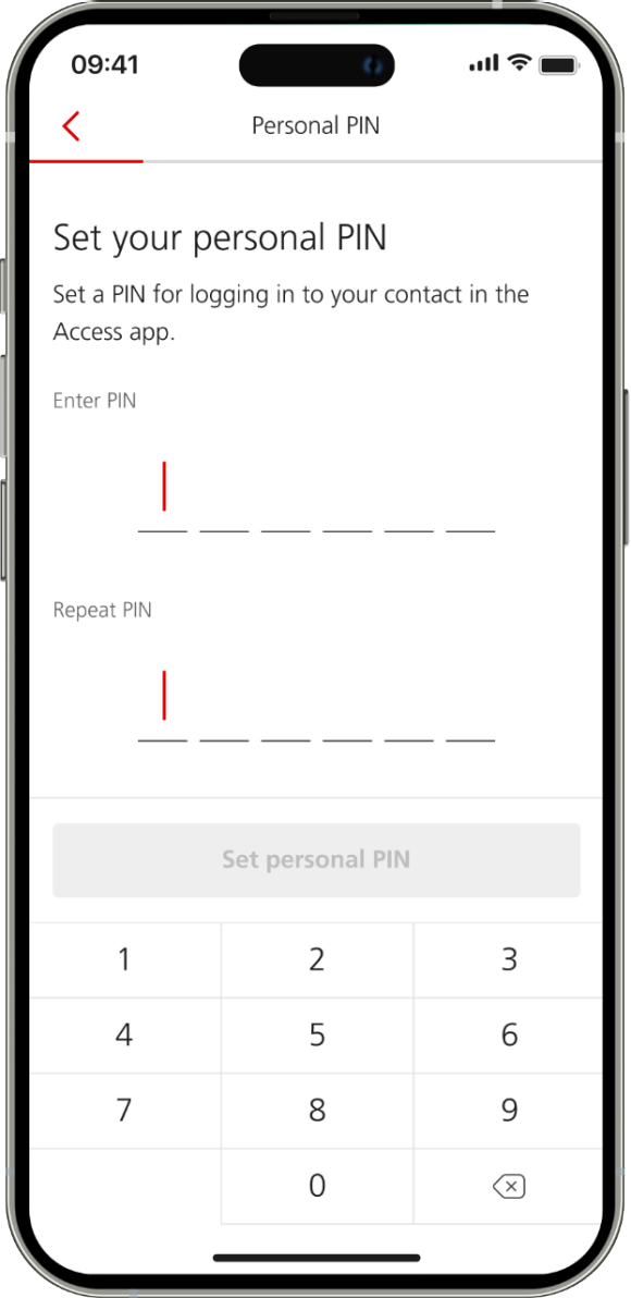 UBS Access App – set your personal PIN.