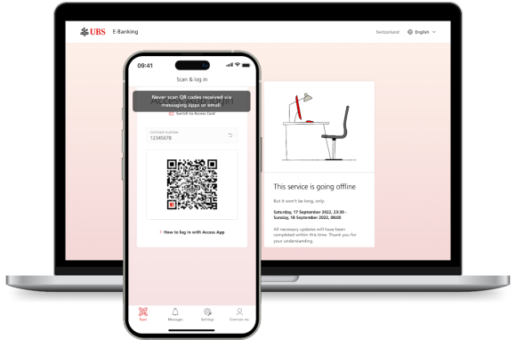 Access App QR code scanner for E-Banking login page.
