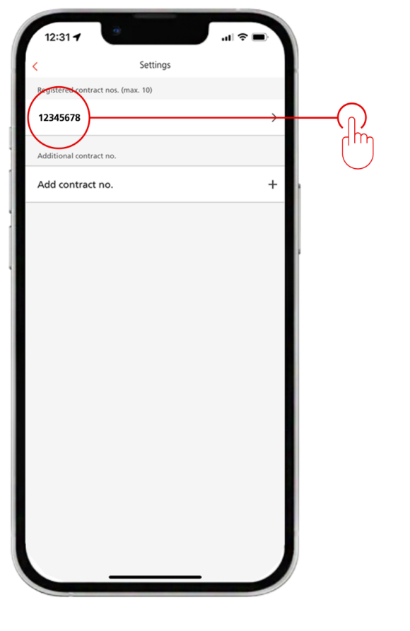 Access App displaying contract number.