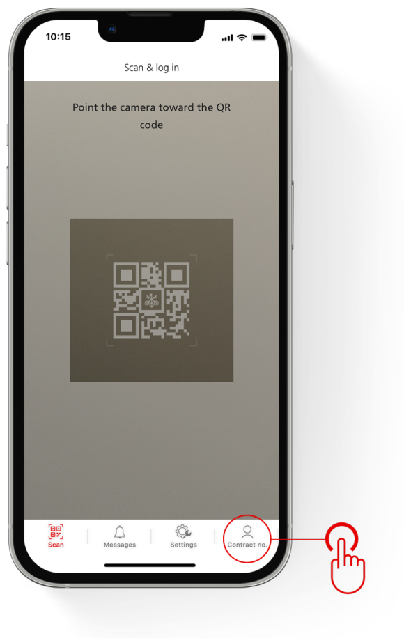 UBS Access App home–select contract number bottom right.
