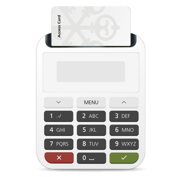 Switch on the card reader 
