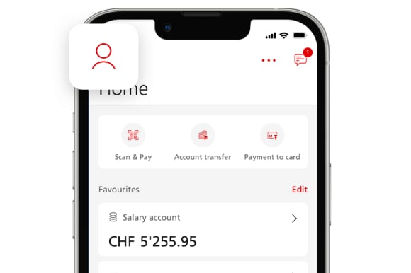 UBS Mobile Banking App Screenshot: profile button