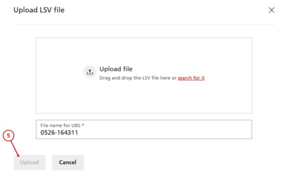 Screenshot from e-banking for uploading a new LSV file