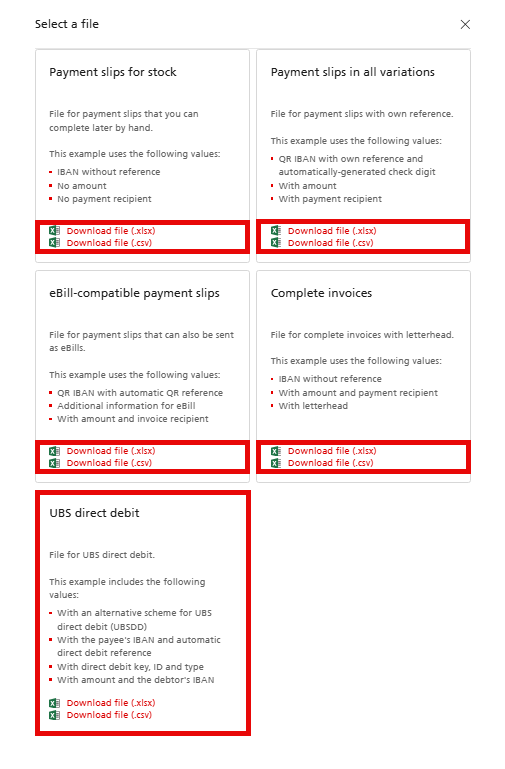 Screenshot from the QR portal: “New templates”
