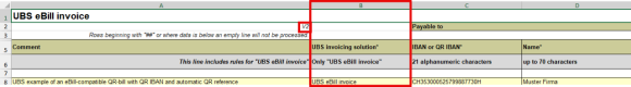 Example for column B in the template for “eBill-compatible payment slips”