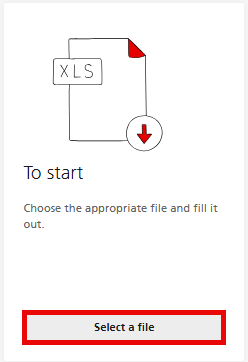Screenshot from the QR portal: “Select a file”
