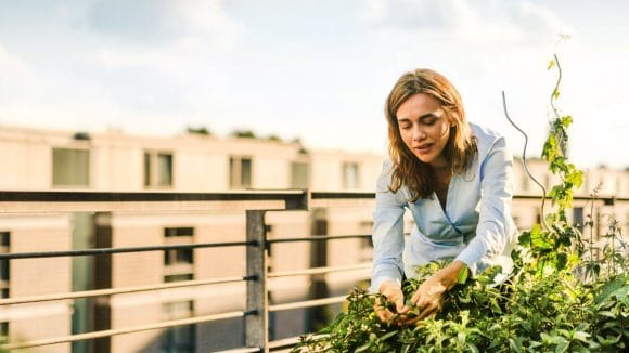 Woman care about plants