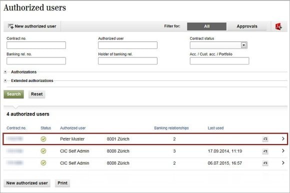 Select authorized user