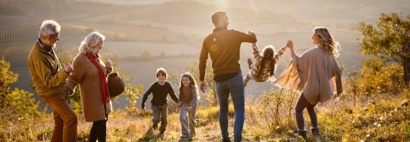 Multi-generation family having walk in nature