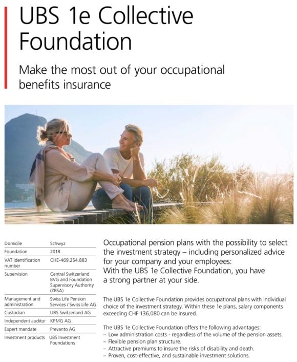 UBS 1-e Sammelstiftung brochure's cover