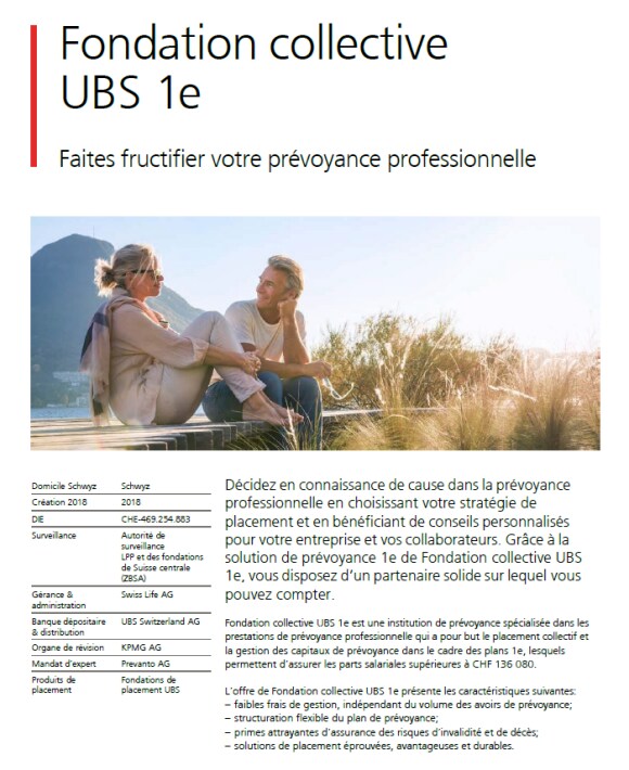 UBS 1-e Sammelstiftung brochure's cover