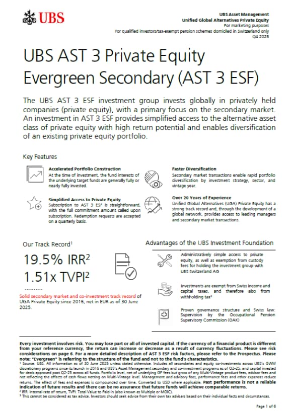 UBS AST 3 Private Equity Evergreen Secondary (ESF)