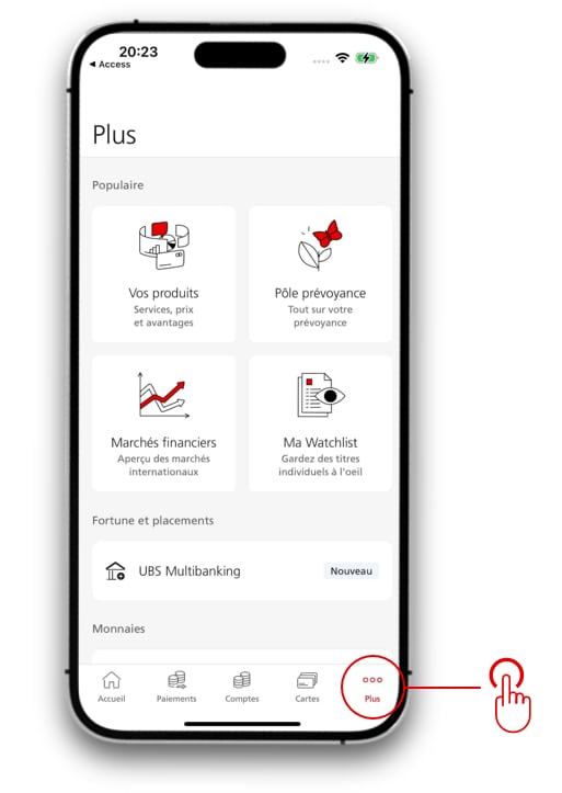 Capture d’écran de la banque mobile