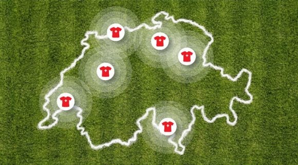 Carte de la Suisse avec motif de maillot
