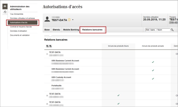 Accéder aux relations bancaires