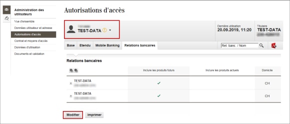 Sélectionnez une relation bancaire
