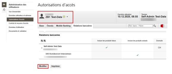 Sélectionnez une relation bancaire