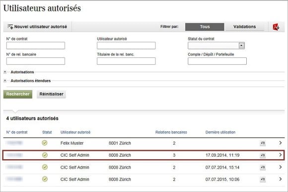 Etape 1: Sélectionner l'utilisateur autorisé