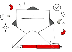 Letter in envelope and pen icon