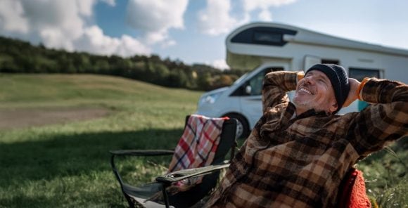 Adult couple walking and smiling