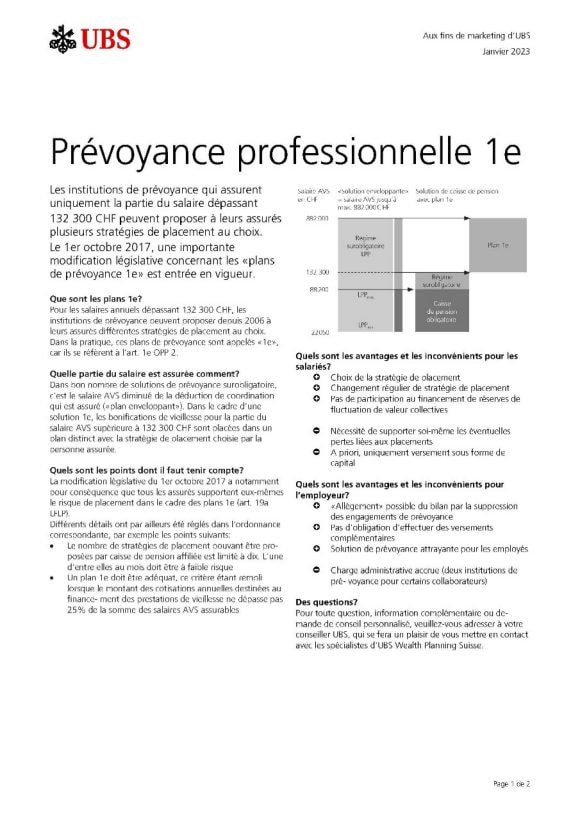 Berufiche Vorsorge 1e