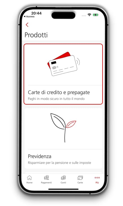 Screenshot del mobile banking