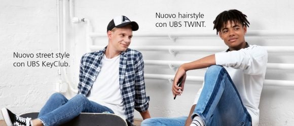 Con UBS Banking Package UBS puoi pagare per nuovi acconciature con TWINT o scambiare punti KeyClub per tessuti in linea con l'ultimo street style