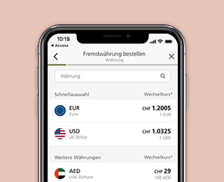 Schermata di telefono cellulare che mostra il cambio valuta