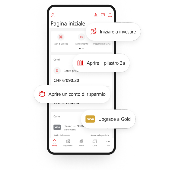 Iniziare a investire Aprire il pilastro 3a Aprire un conto di risparmio Upgrade a Gold
