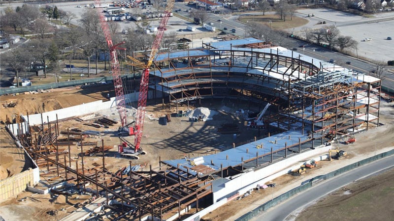 Shows the construction for the UBS Arena