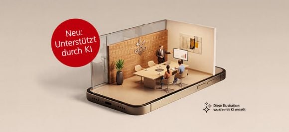 Mit KI generierte Illustration, die eine Beratungszene zeigt.