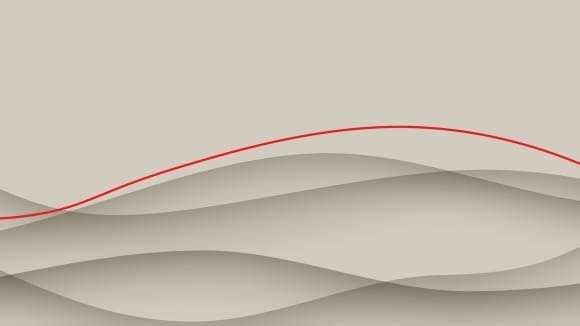 The red line flows through the waves.